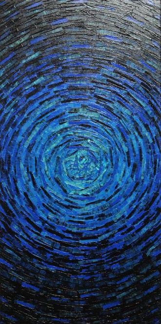 Éclat fragmenté bleu irisé