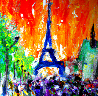 Grèves à Paris selon Monet signé JV
