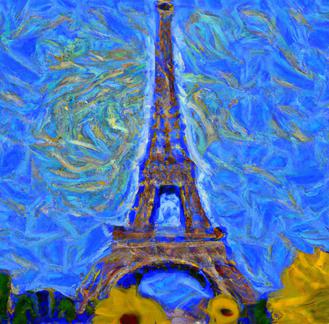 Tour Eiffel de nuit selon Van Gogh signé JV