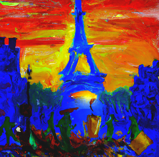 Grèves à Paris selon Van Gogh signé JV